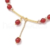 Natural Carnelian Round Beaded Charm Bracelets for Women BJEW-JB11931-02-3