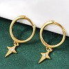 Star 925 Sterling Silver Micro Pave Clear Cubic Zirconia Hoop Earrings for Women EJEW-G427-03G-2