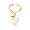 Brass Enamel Open Cuff Rings for Women RJEW-U057-21G-4