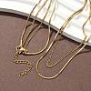 304 Stainless Steel Square Snake Chain Twisted Chain Double Layer Necklaces NJEW-S453-01G-B-1
