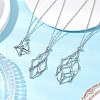 3Pcs 3 Styles 304 Stainless Steel Cuboid Link Chain Macrame Pouch Empty Stone Holder Necklace Making NJEW-JN05197-1