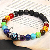 12 Constellations 7 Chakra Natural Lava Rock & Agate & Amethyst & Tiger Eye & Turquoise & Glass Round Beadeed Stretch Bracelets WG33A89-11-2