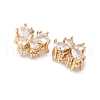 Brass Micro Pave Clear Cubic Zirconia Beads KK-G531-03G-2