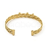 304 Stainless Steel Grid Braided Open Cuff Bangles for Women BJEW-E100-02G-3