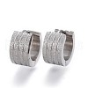 Tarnish Resistant Textured 304 Stainless Steel Huggie Hoop Earrings EJEW-L252-014P-1