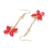 Handmade Glass Seed Beads Butterfly Dangle Earrings EJEW-MZ00445-04-4