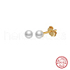 Round Natural Pearl Stud Earrings EJEW-G411-04A-G-1