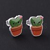 Acrylic Cute Plants Stud Earrings with Plastic Pins for Women EJEW-F293-01C-3