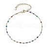 304 Stainless Steel Enamel Link Chains Anklets AJEW-AN00588-01-1