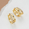 Brass Micro Pave Clear Cubic Zirconia Two-layer Hoop Earrings FS-WG85B42-01-3