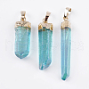 Electroplated Natural Quartz Crystal Pendants G-P356-13A-1