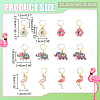 Flamingo/Yin Yang Flower/Elephant Alloy Enamel Pendant Stitch Markers HJEW-AB00460-2