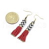 Glass Seed Braided Tassel Dangle Earrings EJEW-MZ00057-4