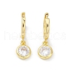 Flat Round Rack Plating Brass Cubic Zirconia Hoop Earrings EJEW-K245-22G-1