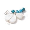 4Pcs 4 Styles Faceted Round Natural Carnelian & Amethyst & Apatite & Green Aventurine Beaded Copper Wire Wrapped Butterfly Pendants PALLOY-TA00235-5