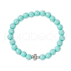 Acrylic Round with Cross Beads Stretch Bracelets BJEW-JB11941-3