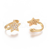 Golden Plated Brass Micro Pave Cubic Zirconia Cuff Earrings X-EJEW-L244-39G-2