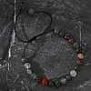 Gothic Style Round Natural Bloodstone Bead Braided Bead Bracelets PL1278-1