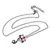 Alloy Siam Rhinestone Dragon Sword Pendant Necklaces NJEW-V005-03AS-2