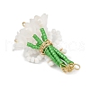 Handmade Glass Beaded Flower with Bowknot Pendants PALLOY-MZ00753-01-4