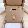 304 Stainless Steel Micro Pave Clear Cubic Zirconia Crown Angel Pendant Necklaces FS-WG39094-01-2