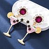Wine Glass Zinc Alloy Enamel Stud Earrings EJEW-Z088-02G-2