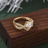 Brass Micro Pave Clear Cubic Zirconia Finger Rings for Women RJEW-U049-03G-2
