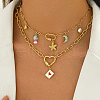 Romantic Ocean-themed Brass Clear Cubic Zirconia with Enamel Heart Pendant Necklaces for Women XQ8742-2-1