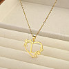 201 Stainless Steel Flower Heart Initial Pendant Necklaces for Women FS-WG08285-05-1