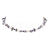 Natural Amethyst & Lapis Lazuli Chips & Shell Pearl Beaded Necklace for Women NJEW-TA00127-1