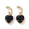 Cubic Zirconia Heart Dangle Stud Earrings EJEW-H308-09G-01-1