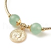 Brass Coin Charm Bracelet with Natural Green Aventurine BJEW-TA00116-01-5