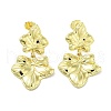 Rack Plating Brass Leaf Dangle Stud Earrings EJEW-M237-10G-01-1
