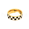 Black & White Checkerboard Stainless Steel Enamel Finger Rings FS-WG83B81-03-5