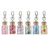 6Pcs Glass Wishing Bottle inside Lampwork & Glass Seed Beads Pendant Decorations HJEW-JM03260-2
