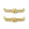 Rack Plating Brass Micro Pave Clear Cubic Zirconia Connector Charms KK-C007-37G-K-2