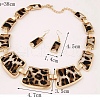 Rectangle with Leopard Print Imitation Leather Dangle Earrings & Necklaces Sets FS-WGEC6AB-01-2