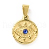 PVD Vacuum Plating 304 Stainless Steel with Capri Blue Rhinestones Pendants STAS-G261-18G-1