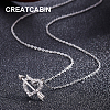 CREATCABIN Rhodium Plated 925 Sterling Silver Pendant Necklace SJEW-CN0001-05-6