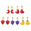 Fruit Theme Brass Enamel Dangle Stud Earrings EJEW-Z115-06G-4