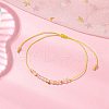 Natural Round Citrine Beads Braided Bead Bracelets for Women BJEW-JB11655-01-1