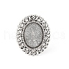 Vintage Adjustable Iron Flower Finger Ring Components Alloy Cabochon Bezel Settings PALLOY-O036-21AS-3