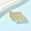 Brass Micro Pave Cubic Zirconia Cuff Rings RJEW-D307-03G-5