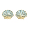 Brass Enamel Stud Earrings EJEW-R032-07G-02-4