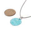 Natural Shell Flat Round Pendant Necklace with Round Snake Chains NJEW-JN04219-2