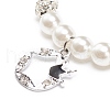 ABS Plastic Imitation Pearl  & Rhinestone Beaded Stretch Bracelet with Alloy Charm for Women BJEW-JB08526-5