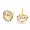 Brass Micro Pave Clear Cubic Zirconia Stud Earring Findings KK-T056-124G-NF-1