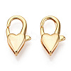 Brass Heart Lobster Claw Clasps KK-N254-14G-1