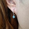 925 Sterling Silver Mirco Pave Cubic Zirconia Flower Hoop Earrings OO2534-14-2