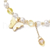 Frosted Dyed Synthetic Moonstone & Shell Pearl Round Beads Stretch Bracelets BJEW-JB11822-05-3